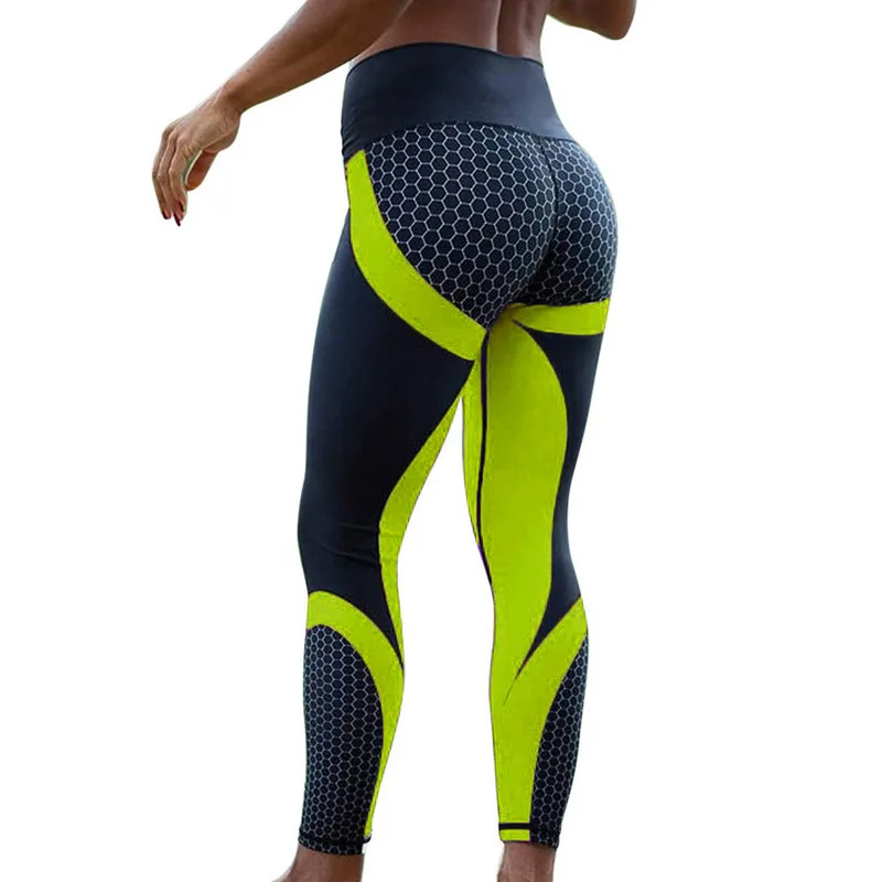 2023 Geometric Honeycomb Digital Printing Hip Lifting Exercise Yoga Leggings Women High Waist Legging