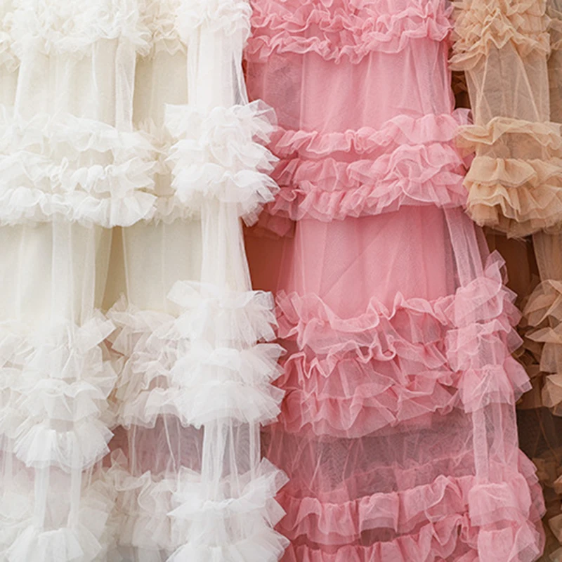 Heavy Industry Tierred Ruffles Skirt Women 2025 New Elastic High Waist A-Line Skirt with Liner Sweet Long Cake Skirt Trendy