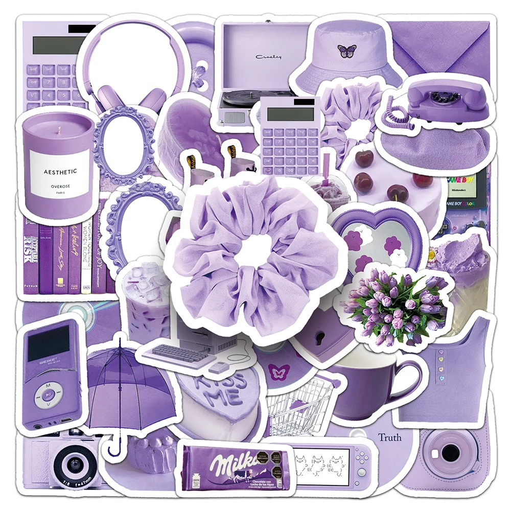 10/30/50pcs Cute Cartoon Purple INS Style Graffiti Stickers Aesthetic Decals Toys DIY Motorcycle Laptop Helmet Sticker for Gifts view 2