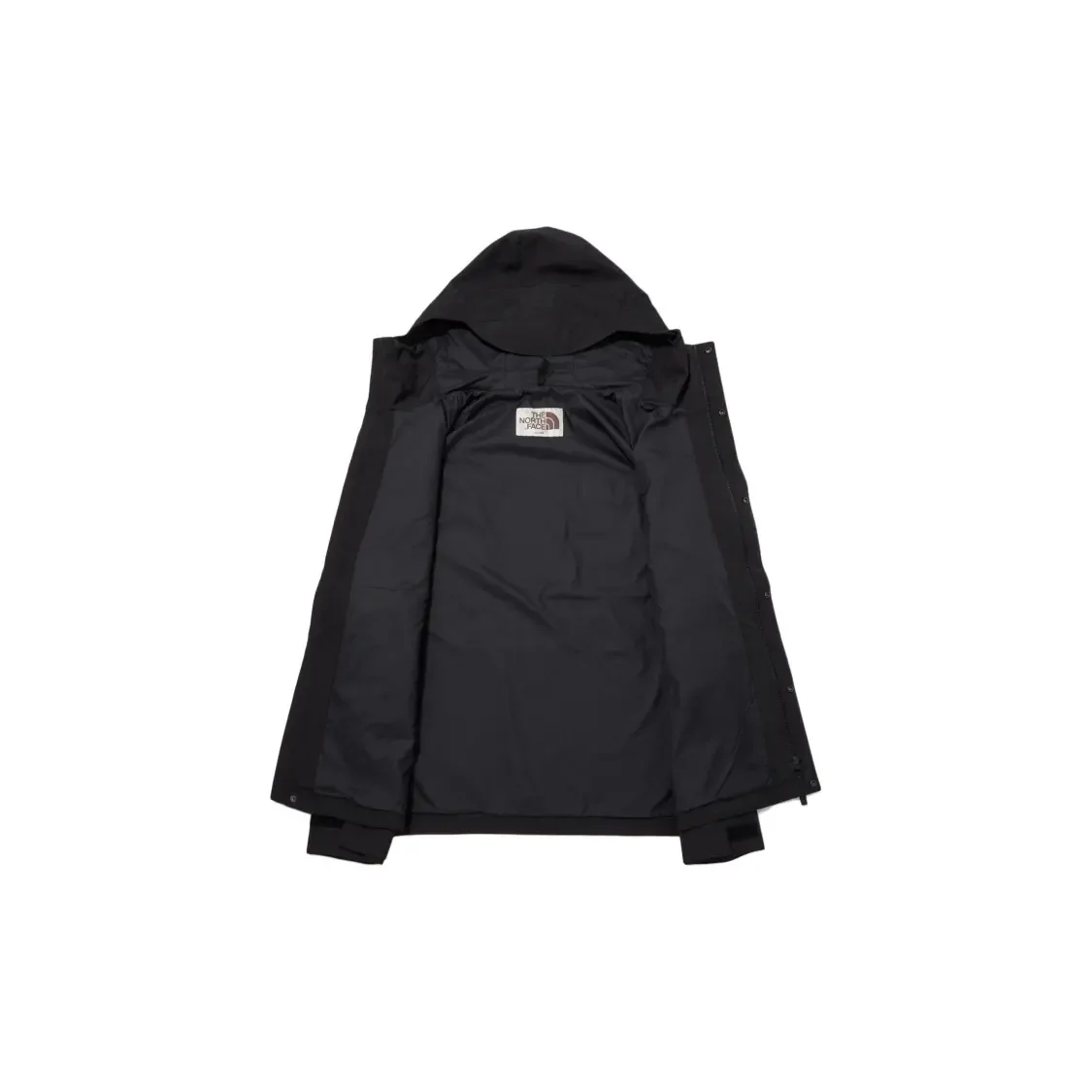 Chaqueta Cortavientos con Capucha THE NORTH FACE Unisex, Color Sólido, Logotipo Bordado, Manga Larga, Negra, para Esquí y Senderismo al Aire Libre