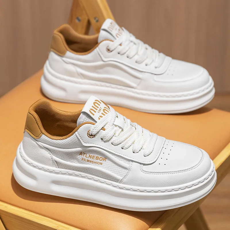 

Мужские новые осенние белые кроссовки 2025 года и повседневная обувь с массивным высоким берцем — легкая, увеличивающая рост и удобная