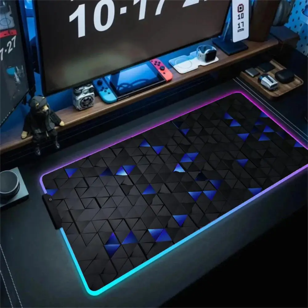 

RGB Gaming Mouse Pad New 3D Geometry XXL Desk Mat HD Gamer Accessories Large LED Light Mousepads PC Computer Carpet with Backlit