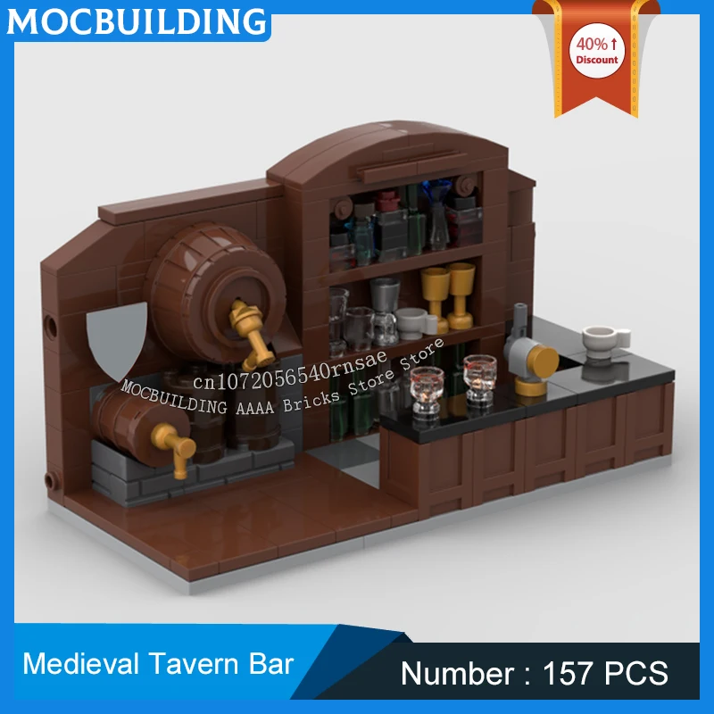 MOC Building Blocks Classic Game Medieval Tavern Bar Scene Modular Model DIY Assemble Bricks Collection Display Toy Holiday Gift
