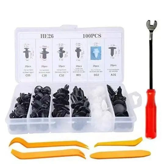 100 stuks 6 soorten auto universele plastic sluiting plastic schroefspijkers