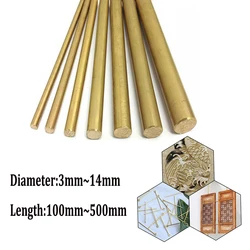 3/4/5/67/8/12/14mm Brass Rod Brass Round Stock Lathe Bar Stock Kit Brass Rod Stock Brass Rod Length 100mm-500mm