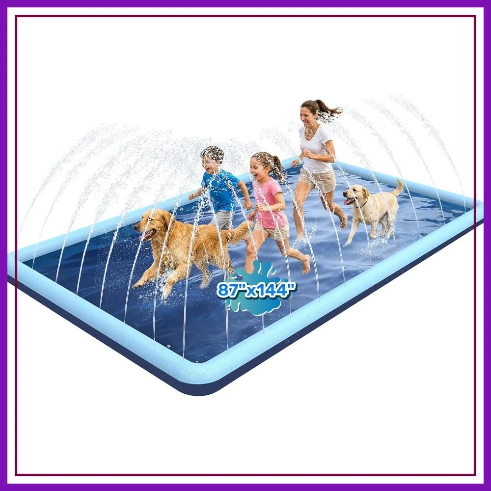 

144x87in Non-Slip Splash Pad for Dogs, Jumbo Sprinkler Pool, Outdoor Water Toy for Backyard, Teal