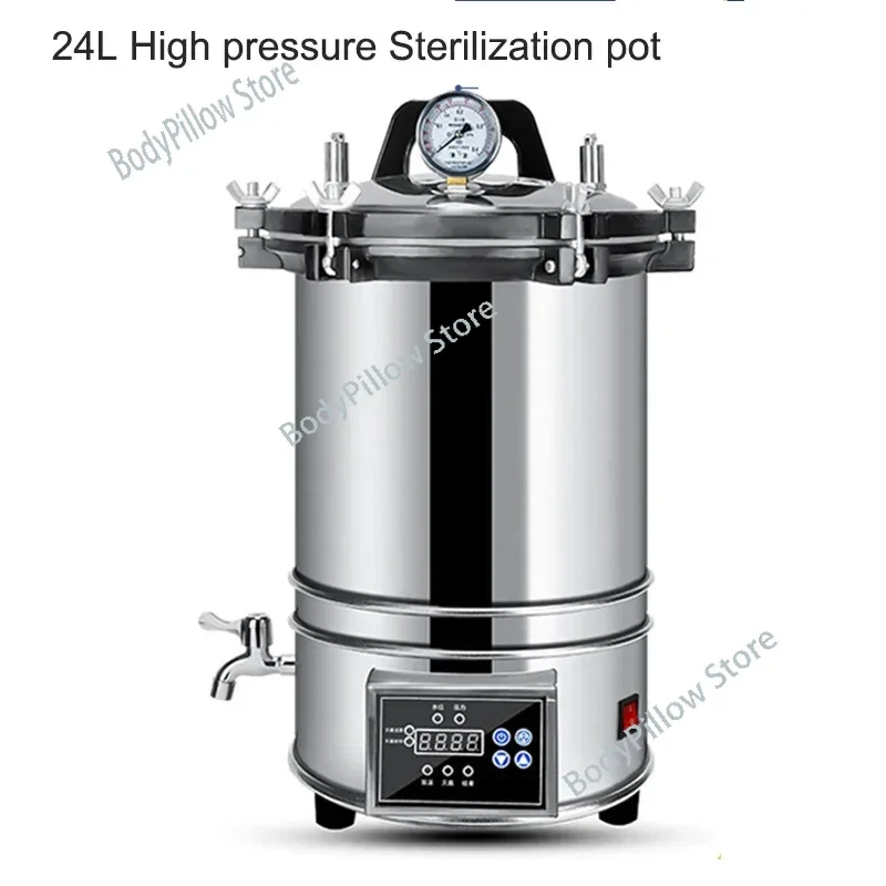 Stainless Steel Portable High Pressure Steam Sterilization Pot Automatic Disinfection Pot High Temperature Sterilizer Laboratory