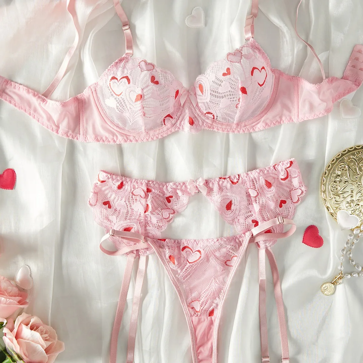 Kagano grensoverschrijdende kanten brtte of set meisjes zoet sexy hart me ondergoed polyester stof lage taille ort broek