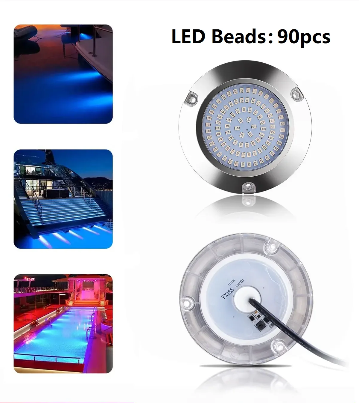 Imagem -04 - Led Marine Yacht Lamp Ip68 Barco Anti-corrosão Luz Subaquática Água Salgada dc 12v 24v 316l 120w Pcs Aço Inoxidável