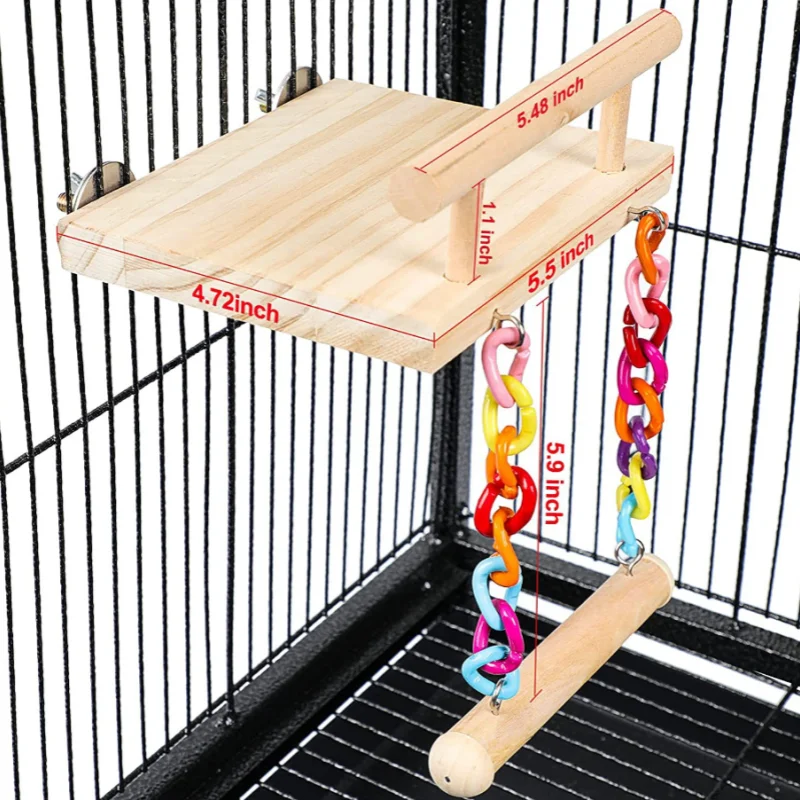 Parrot Toy Bird Cage Decoration Pendant Small Bird Cage Nibbling Toy Parrot Springboard Swing Combination Toys Are Varied