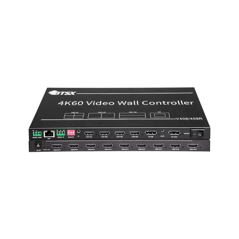 4K60 Video Wall Controller RS232 IR Control Vertical Screen Splicing 1X7 1X4 1X3 Video Wall Processor 4 HDMI Inputs