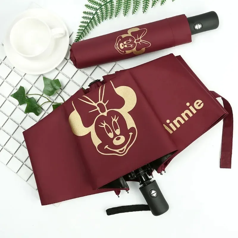 Cartoon Mickey Umbrellas for Rain Portable Automatic Small Compact Reverse Folding Umbrellas for Child Back School Gift