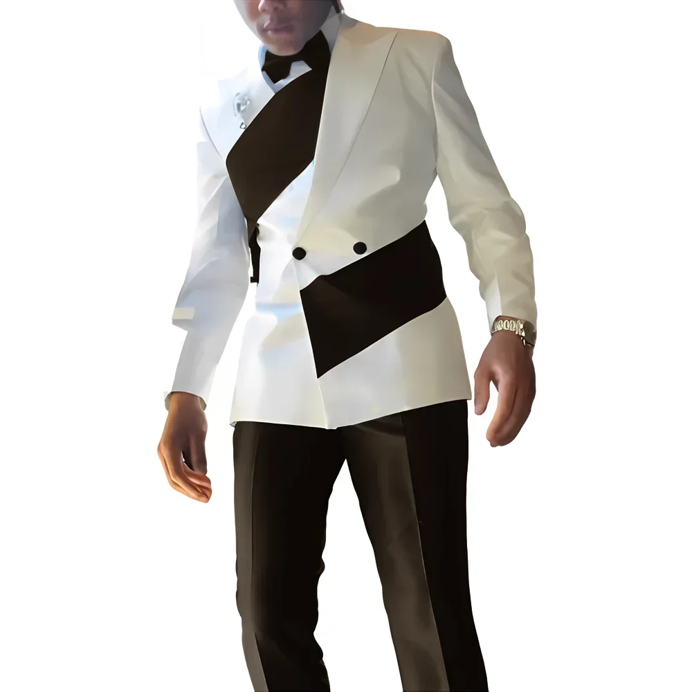 Elegant Men's Suit 2-piece Wedding Tuxedo Groom Slim Fit Suit Colorblock Jacket Pants XS-5XL For Men Blazer - Image 4