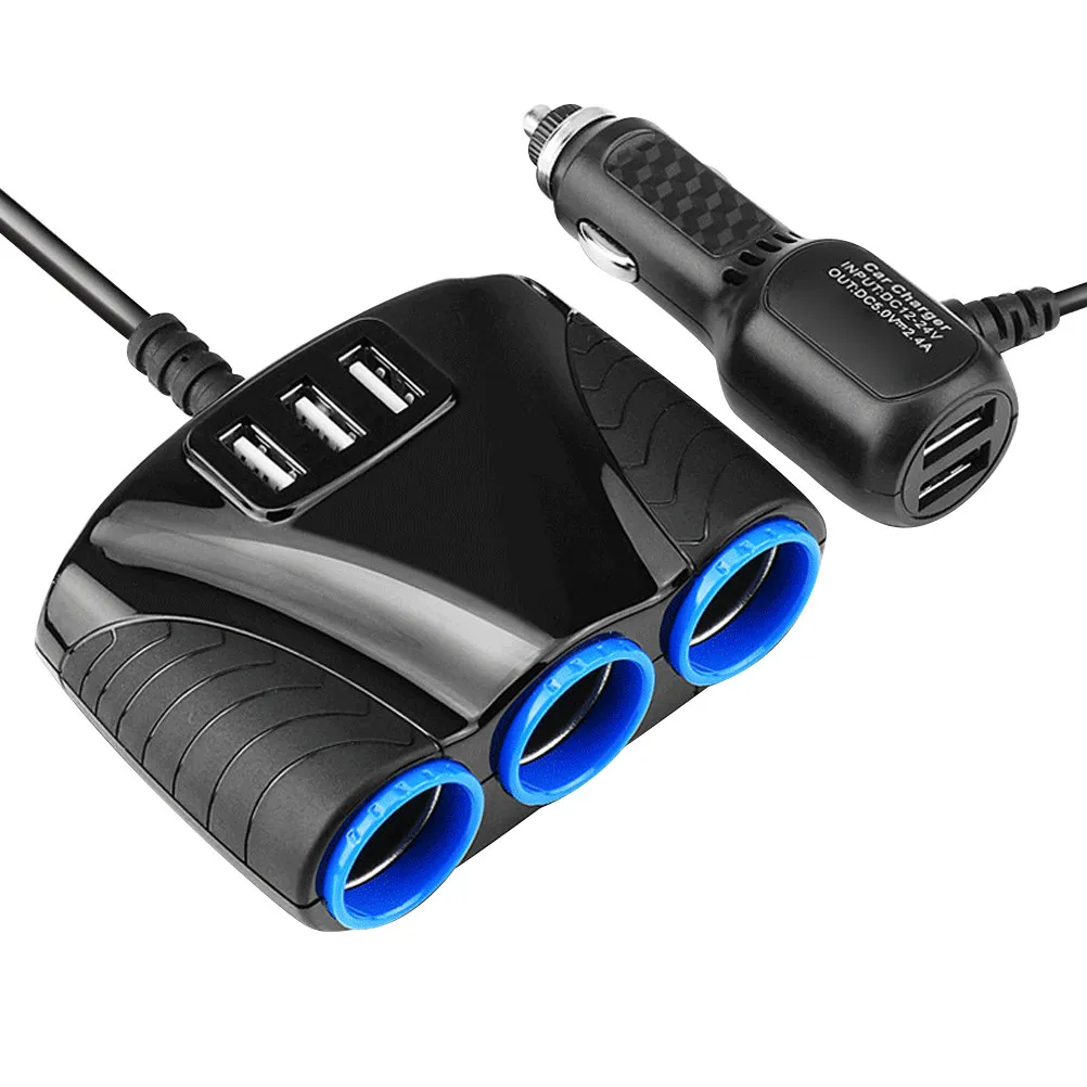 Car Cigarette Lighter Charger Five USB Port Auto Socket Splitter Plug USB Charger Extender for Vehicle Multi-Protection Charging