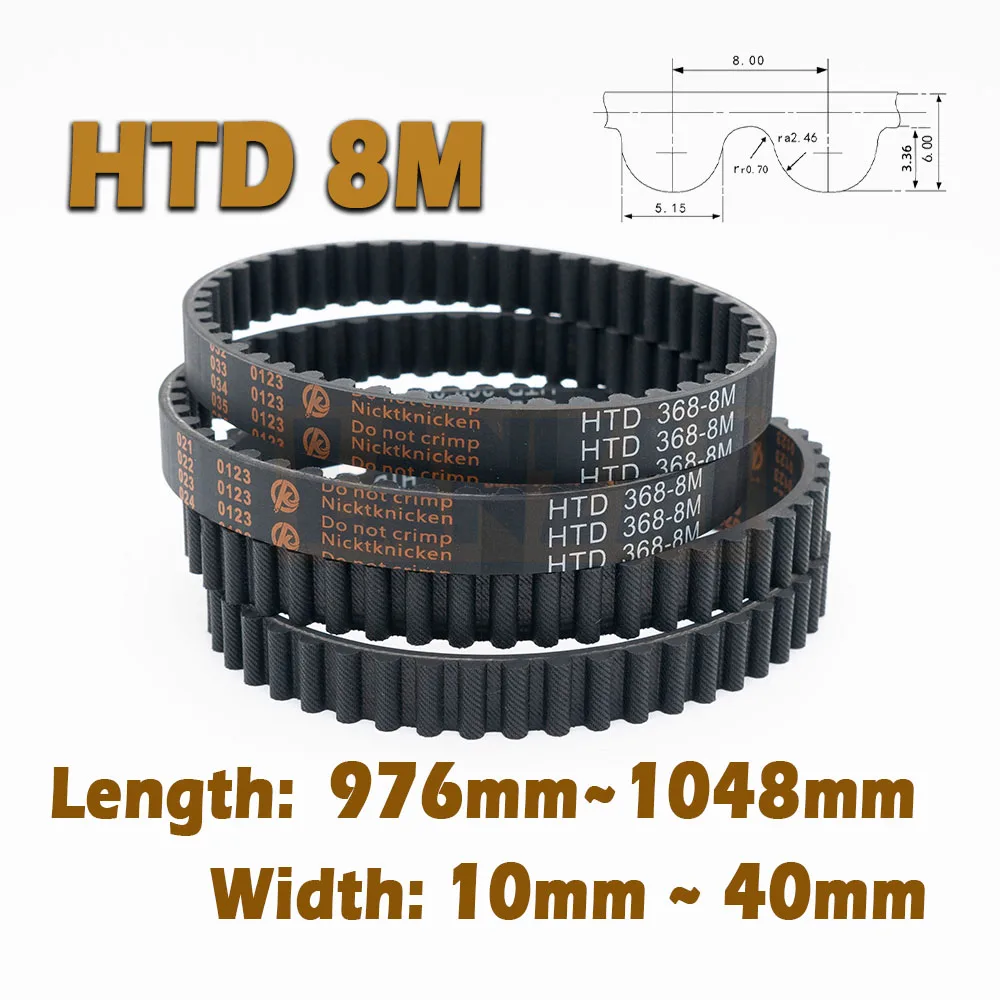 

HTD8M Timing Belt Length 976~1048mm Rubber Closed Loop Width 15~40mm 976 984 992 1000 1008 1016 1024 1032 1040 1048mm 8M Drive