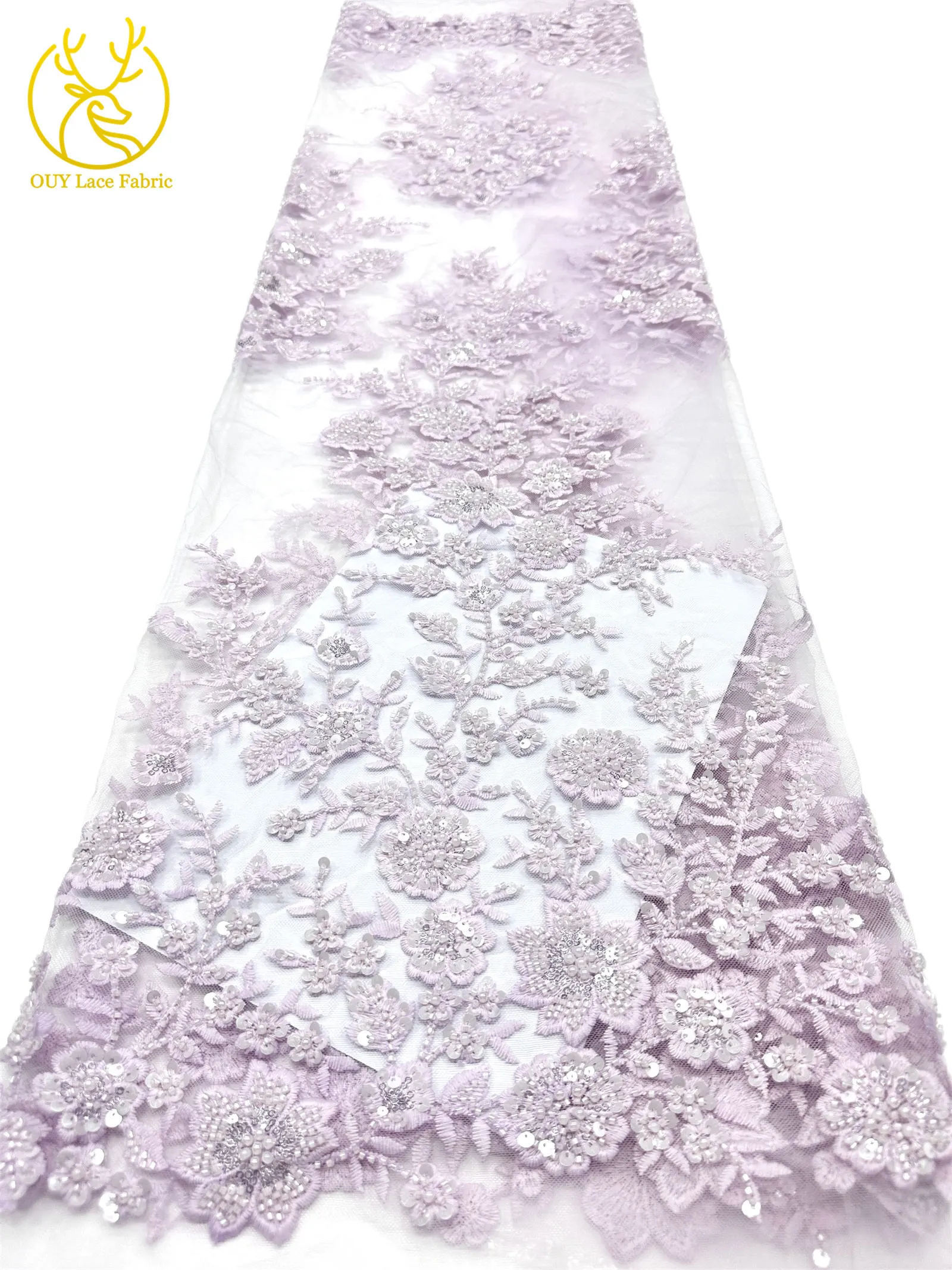 Neuer Stil Nigerianischer Bestickter Perlen-Spitzenstoff Hochwertige Afrikanische Pailletten-Spitze Brautkleid DIY Dekorationsstoff – Detail 24