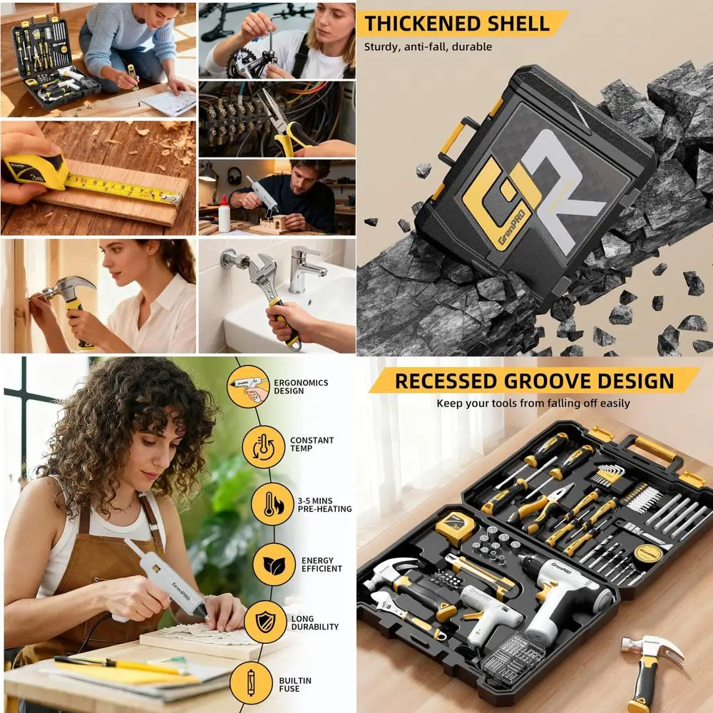 

Complete 188-Piece Tool Kit: Portable Power Drill Set for Home, Car Repairs, and DIY Projects