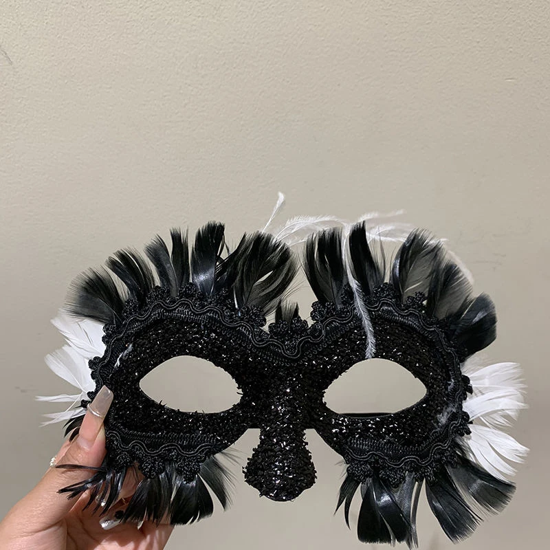 Sexy pizzo piuma donne mascherata maschere paillettes veneziano Halloween Natale festa di compleanno mistero sexy ballo di fine anno Mardi Gras nero
