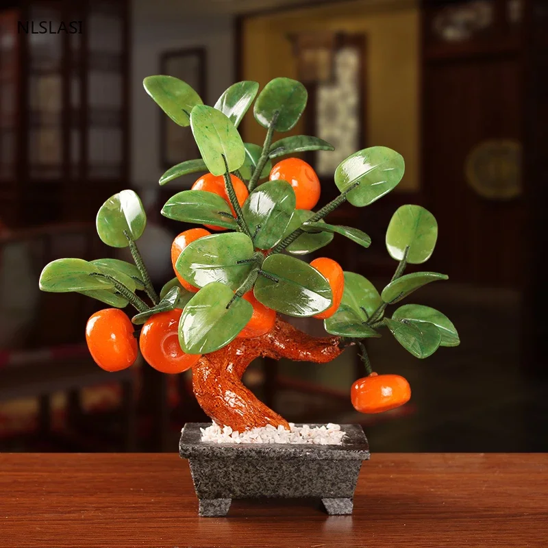 

Natural jade Fortune Tree ornament Wealth Chinese Ingot Tree Lucky Money Tree Home Office Decoration Desktop Beautiful Crafts