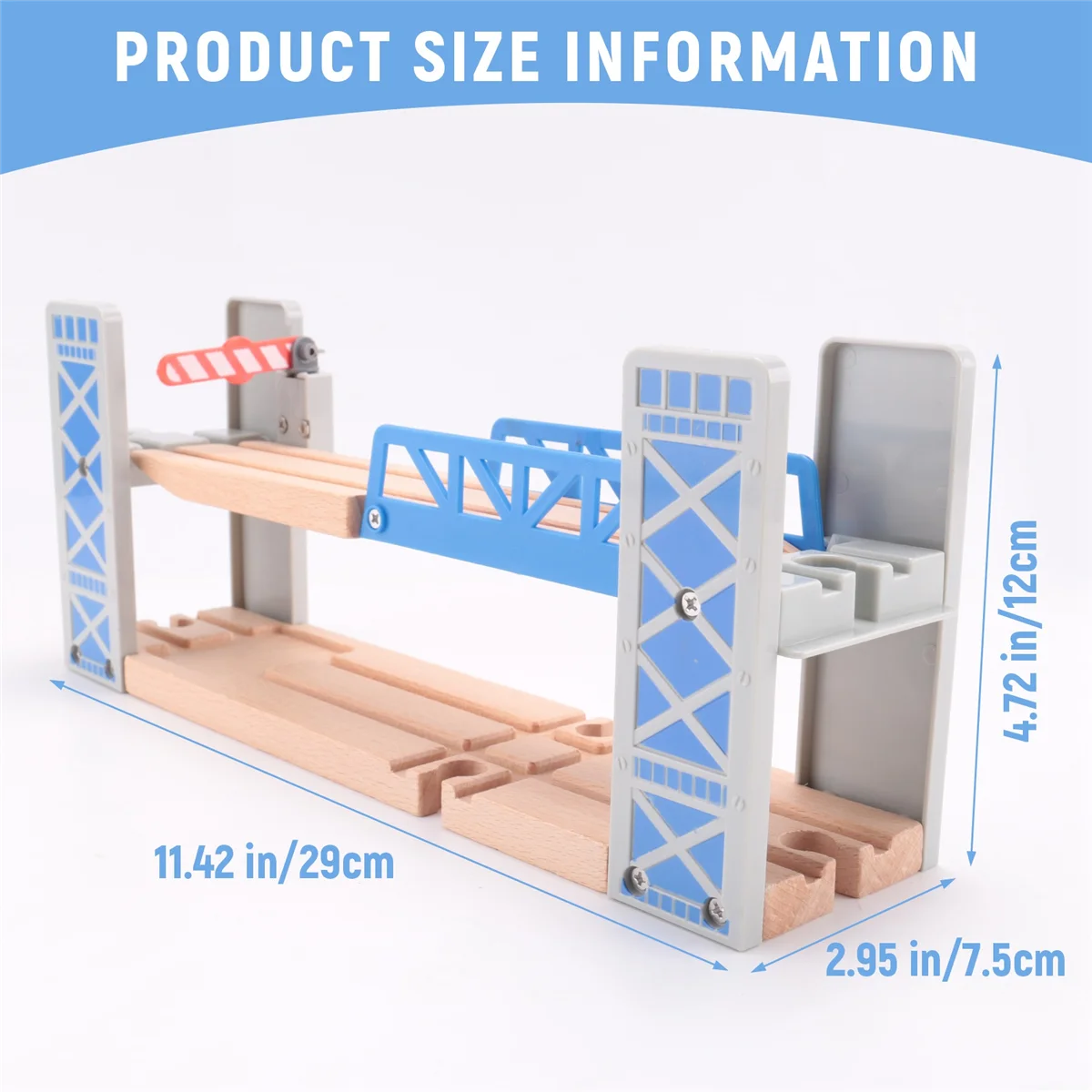 ชุดของเล่นรางรถไฟทำจากไม้สองชั้นสะพานอุปกรณ์งานไม้สะพานลอยโมเดลของเล่นเด็กของขวัญสำหรับเด็ก