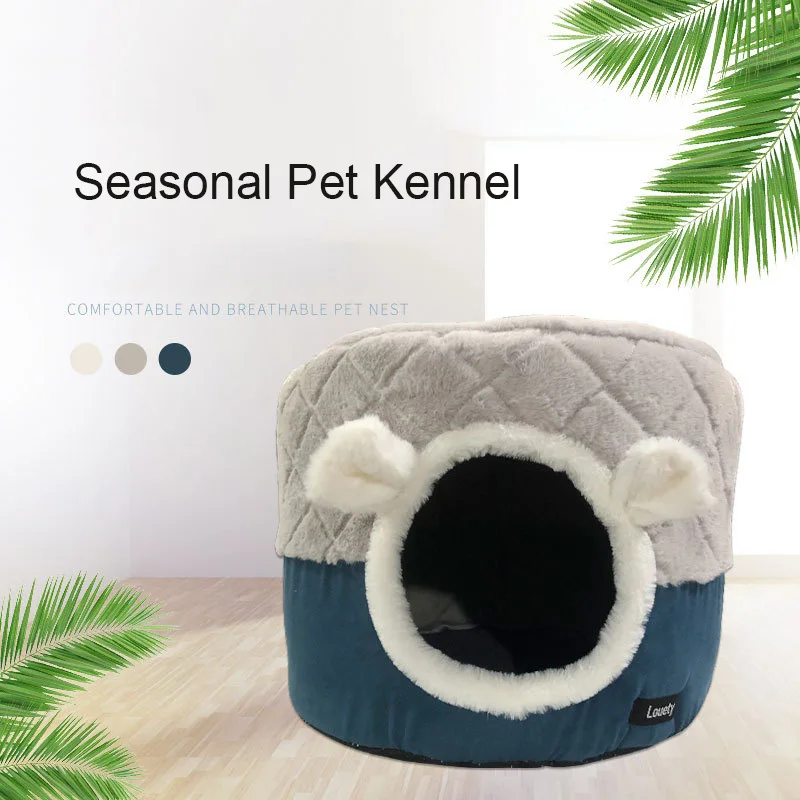 Pet Cat Plush Cozy Bed's dog Kennel Puppy Little Hiding Houses Hut Nest Covered January for Small Kitten Cushion Mat Products