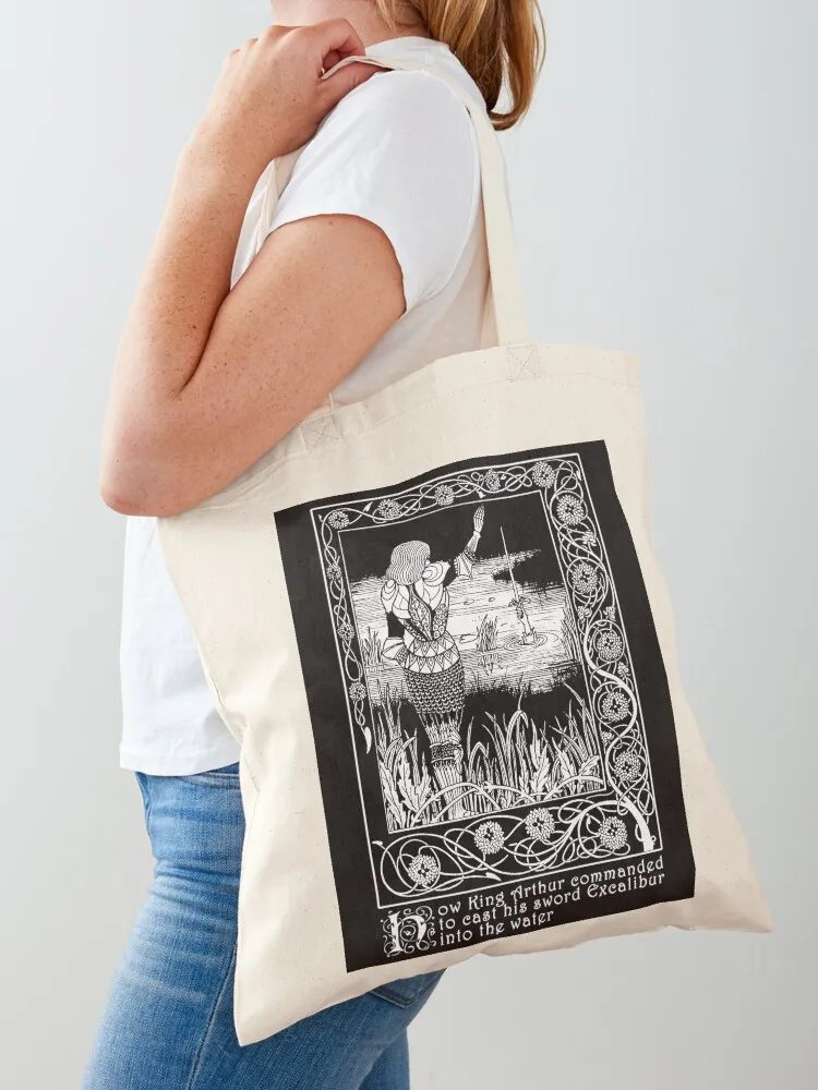 

King Arthur, Excalibur Legend Design, Arthurian Gift, Myths and Legends Tote Bag Fabric bag personalized tote Handbags Gift bags