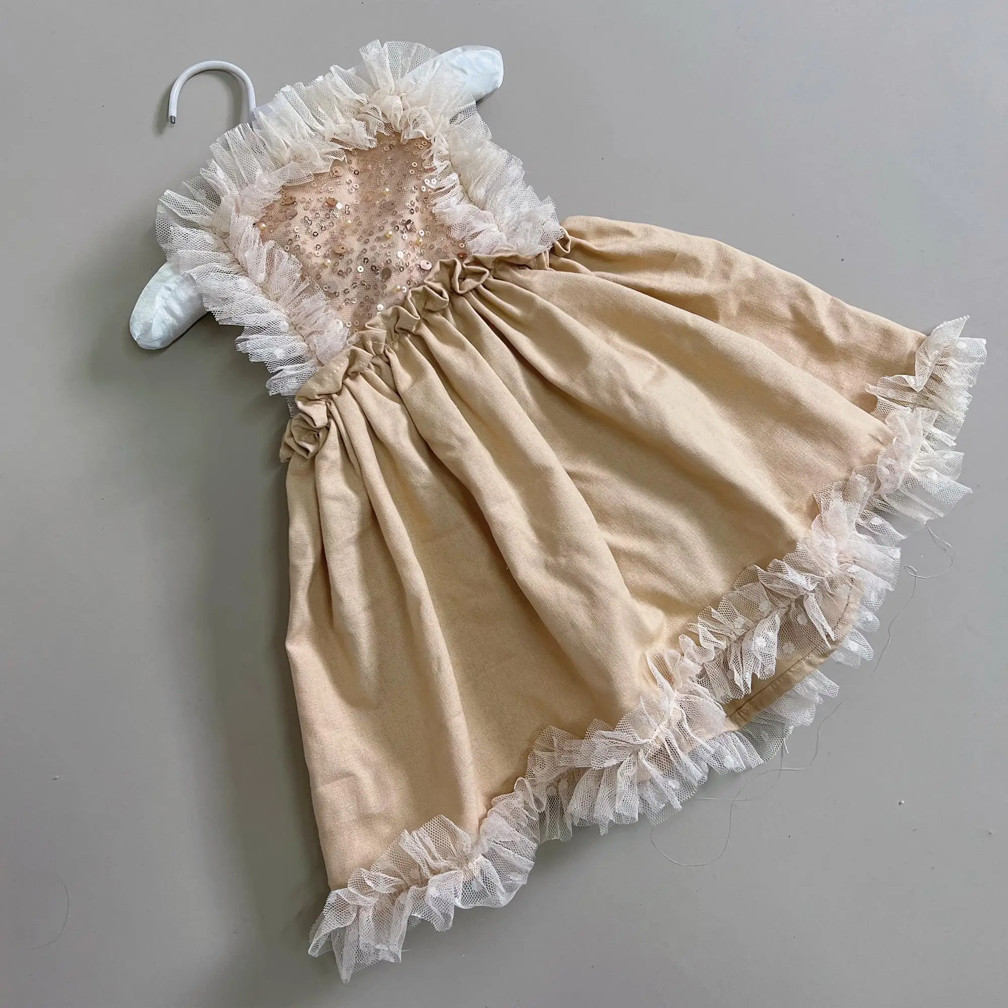 Don&Judy Newborn Baby Bodysuit Sling Dress Tulle Sequin Skirt For Baby Girl Gift For Birthday Photography