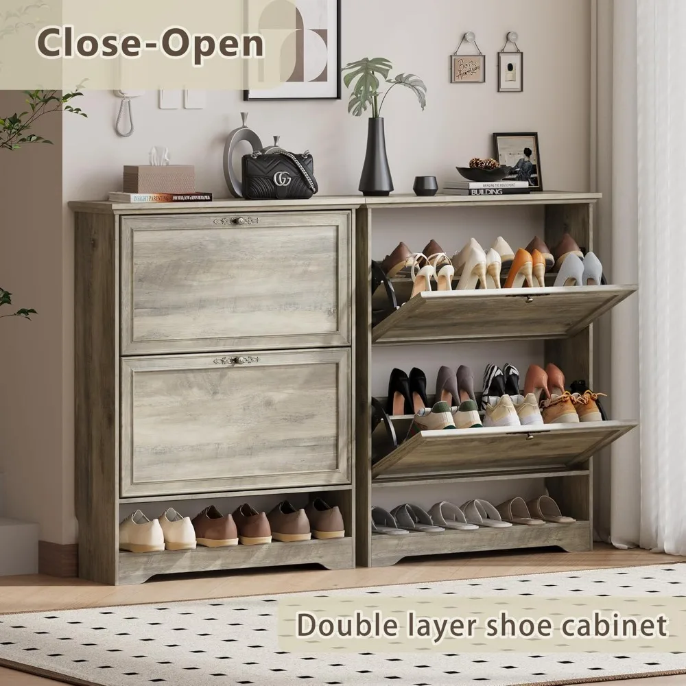 خزانة تخزين الأحذية الخشبية القابلة للتعديل للمساحات الصغيرة - رف منظم للمدخل النحيف وحل الخزانة #4