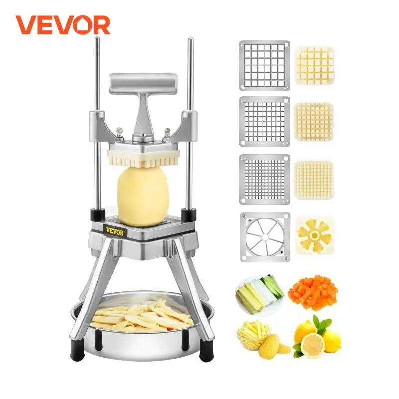 VEVOR خضروات تجارية الفاكهة المروحية المقامر 4 شفرات من الحديد الصلب دليل البصل أداة تقطيع الطماطم مطعم الفرنسية فراي القاطع