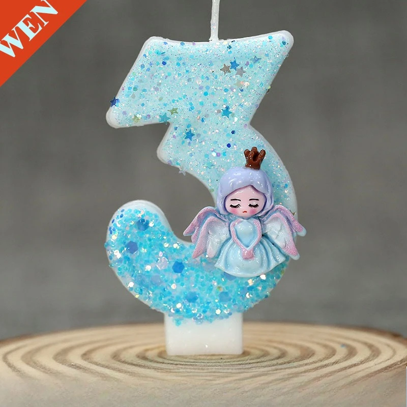

Frozen Birthday Candles 0-9 Number Glitter Princess Cake Candle Kids Girls Birthday Party Cake Topper Decoration Supplies