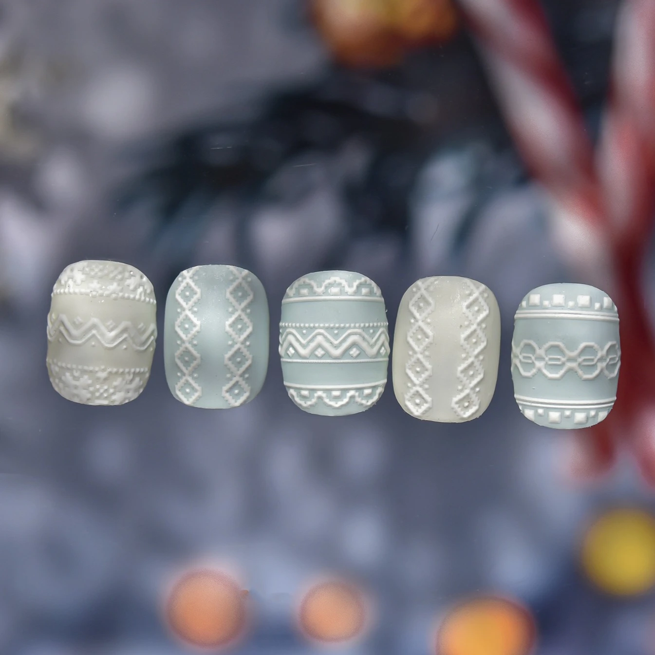 ピクセルセーターパターン雪の結晶ラブハートレース冬シックフラットホワイトスノー光沢シック繊細ネイルアートステッカーマニキュアデカール