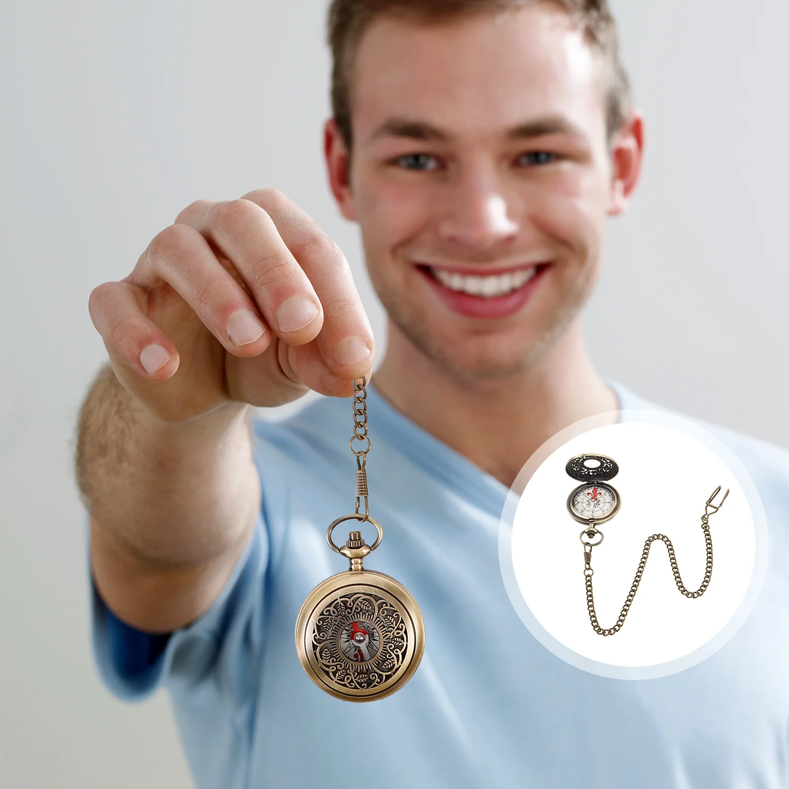 

Vintage Pocket Watch Compass Metal Portable Hiking Outdoor Navigation Multifunctional Mini Compass Survival Gear