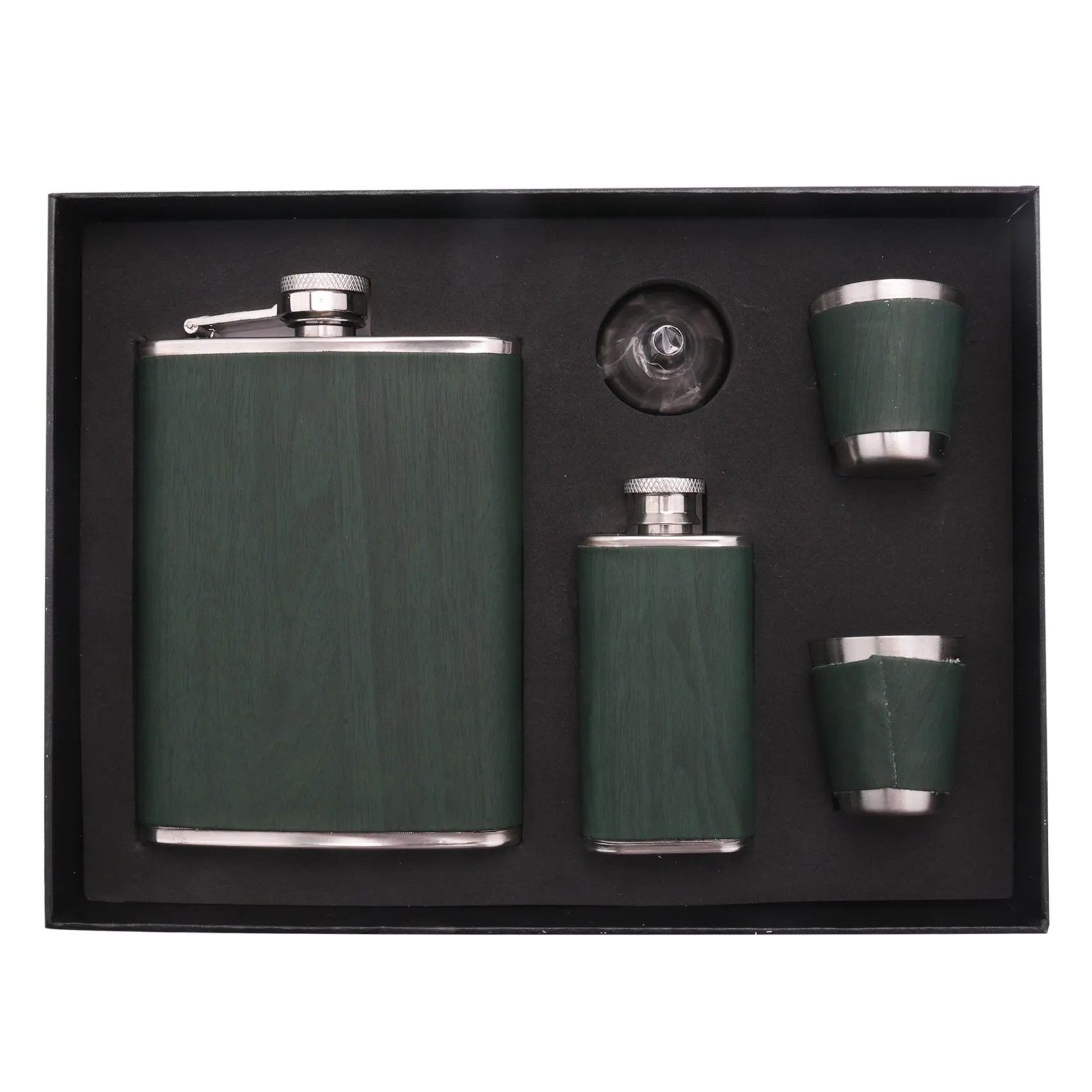 Y42A-Hip Flask Set Stainless Steel Flask Of Gifts For Men 260ML Bar Party Camping Barbecue Portable Pocket Flask Green