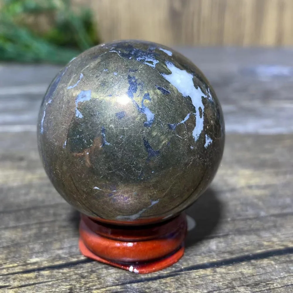 Natural Copper Mine Crystal  Sphere Quartz Beauty Stone Ball Home Decoration High Quality Reiki Minerals +Stand