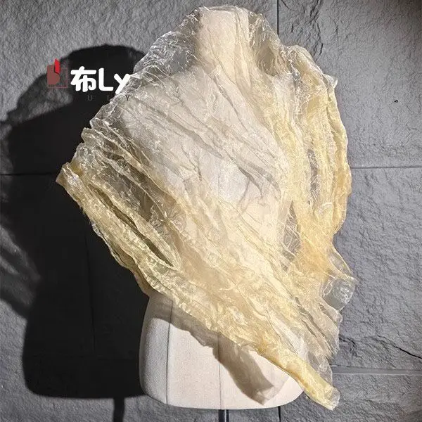 Textured Gradient Pleated Gauze Fabric for Designer Stage Wear Wedding Dress Handmade DIY Decoration Accessories