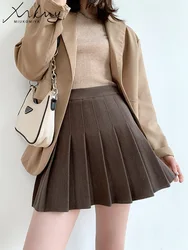 Wool Autumn Winter Skirt For Women High Waist Mini Woolen Skirts Winter School Short Tennis Pleated Skirts With Shorts Women