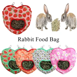 Heart-Shape Hay Bag Hanging Pouch Small Animals Feeder Holder Classic Rabbit Feeding Bag Guinea Pig Chinchilla Hanging Hay Bag