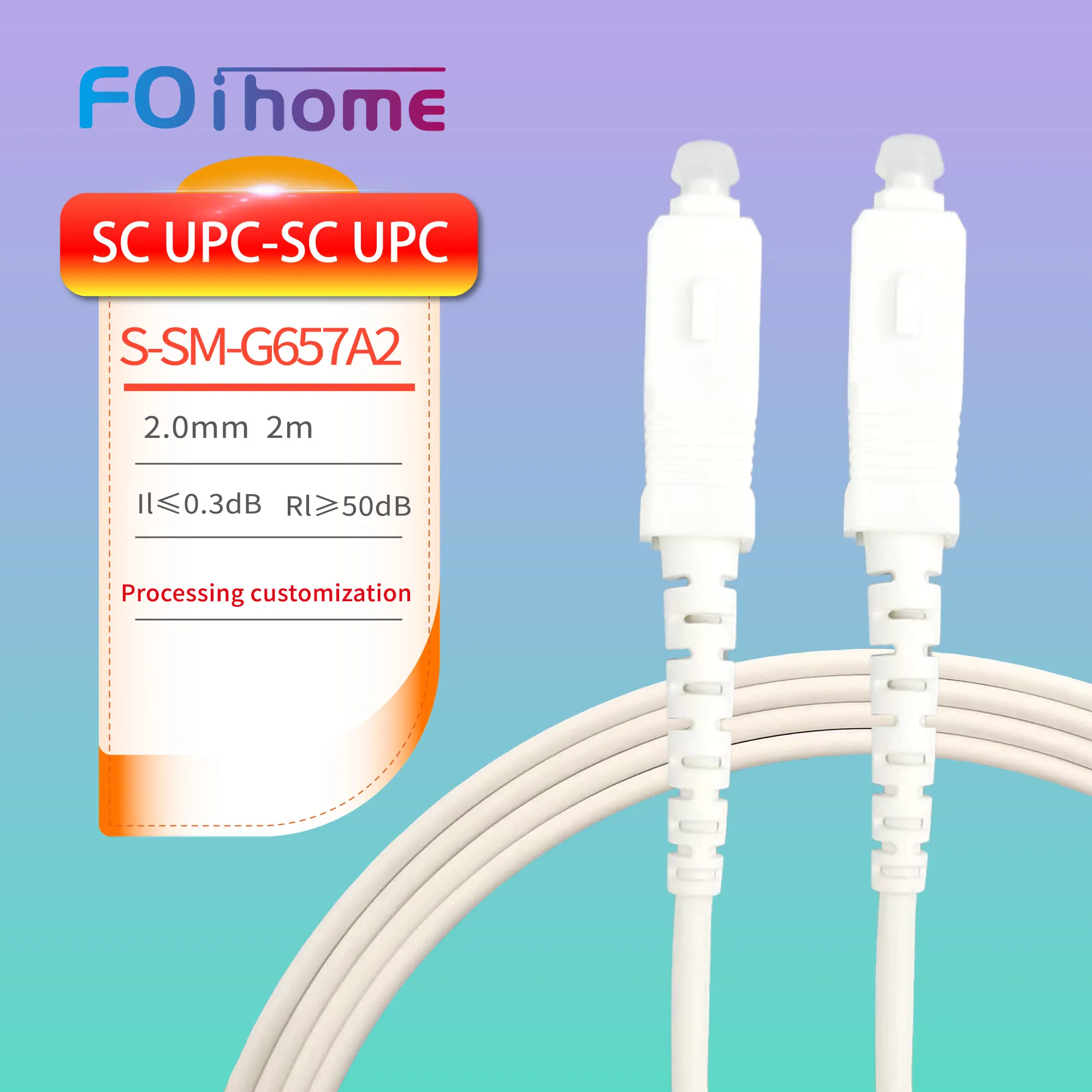 10PCS Fiber patch cord SC UPC 1.5M UPC SC to SC Single Mode FTTH  G657A2   2.0mm White LSZH Jacket  Fiber Optic Extension Cable