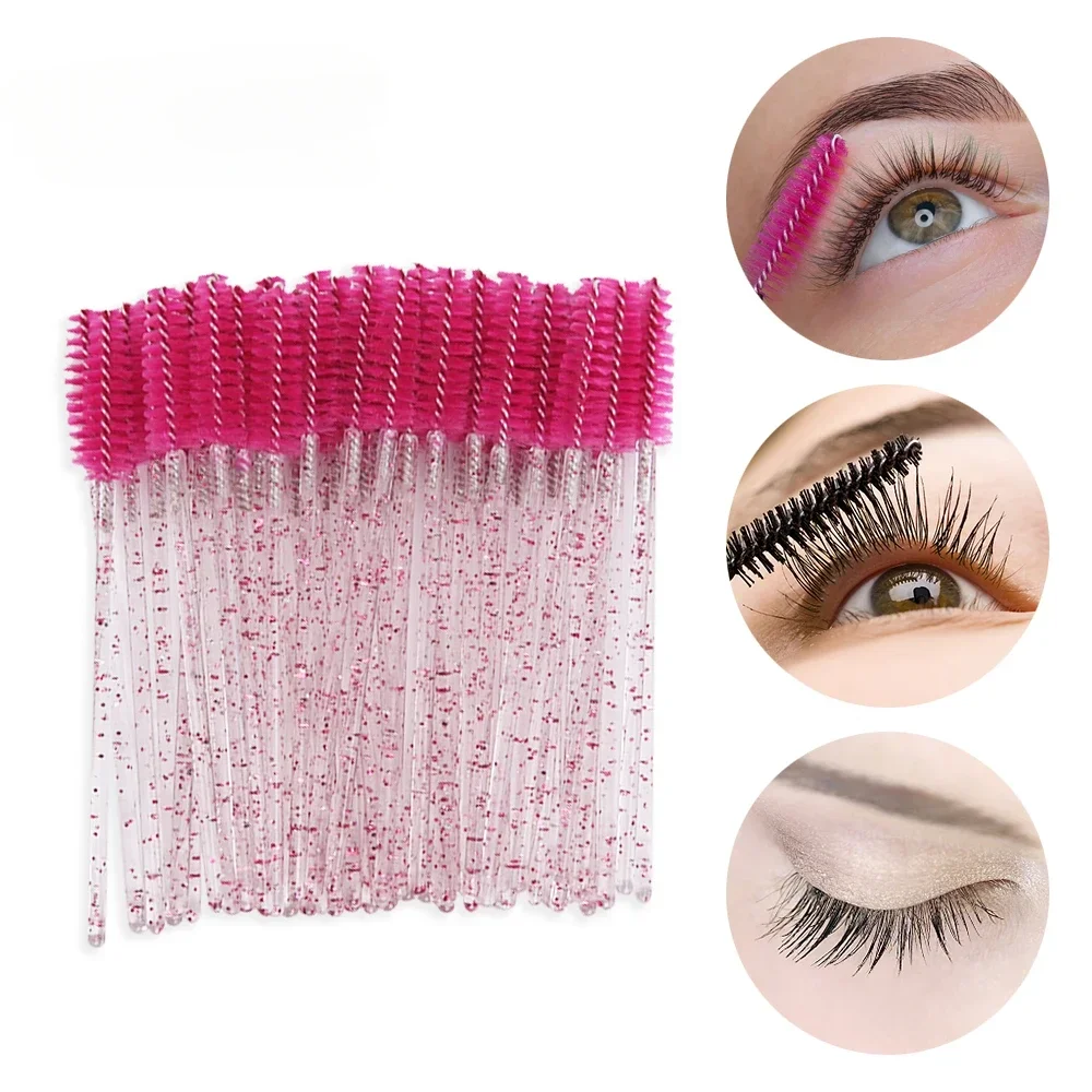 Escova descartável para cílios de cristal, 50-200 peças, pente, sobrancelhas, espiral colorida, varinhas, pincéis, maquiagem, aplicadores de beleza, ferramentas