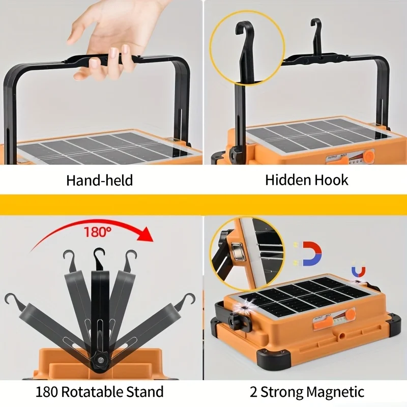 الطاقة الشمسية المحمولة LED مصباح خارجي شحن مزدوج الشمسية/USB شحن كامل آخر 8 ساعات التخييم الإضاءة المشي لمسافات طويلة في حالات الطوارئ قابل للتعديل Co #3