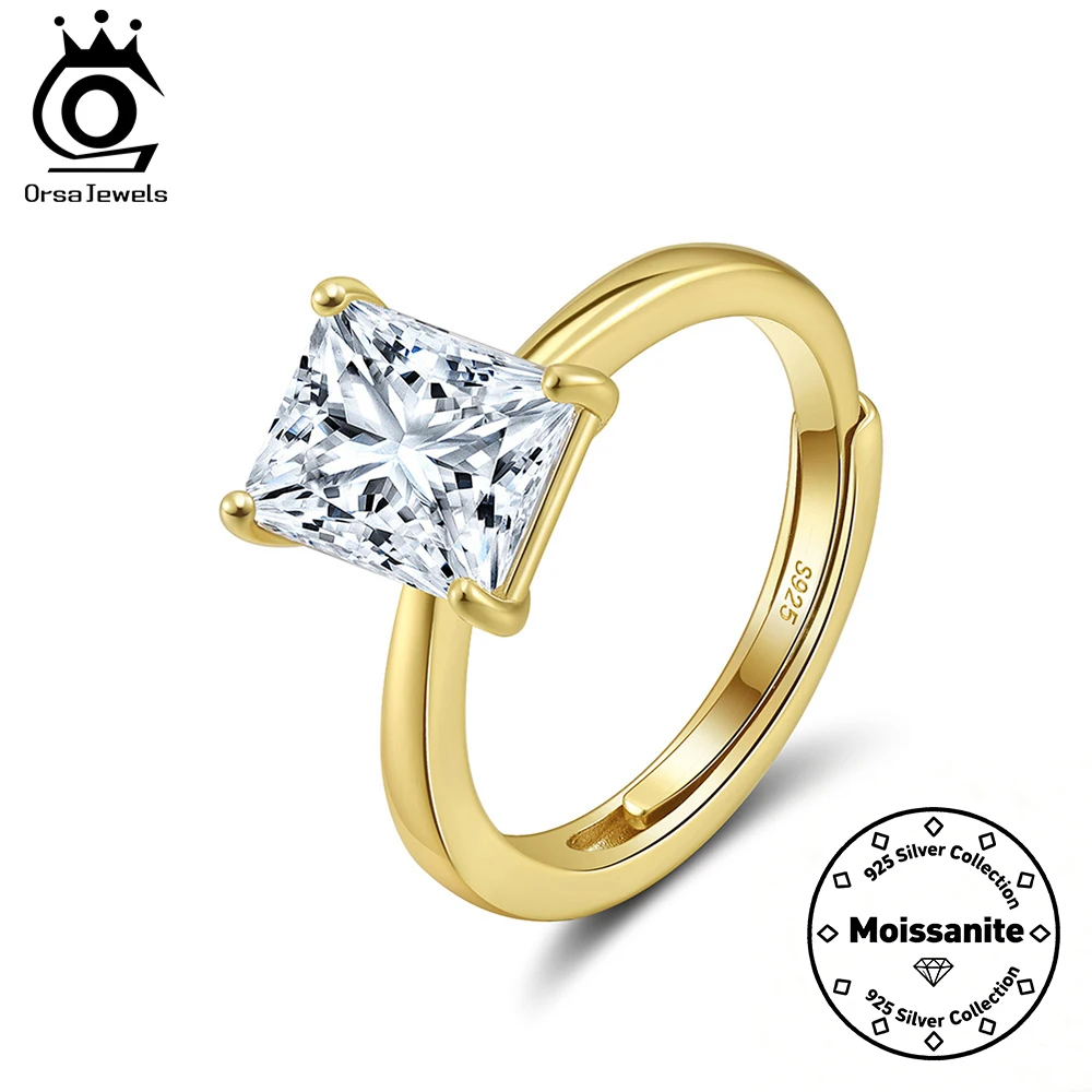 

ORSA JEWELS Classic Certificate Emerald Cut Moissanite Solitaire Ring 1-4ct Sparking Diamond Rings Finger Promise Jewelry SMOR05