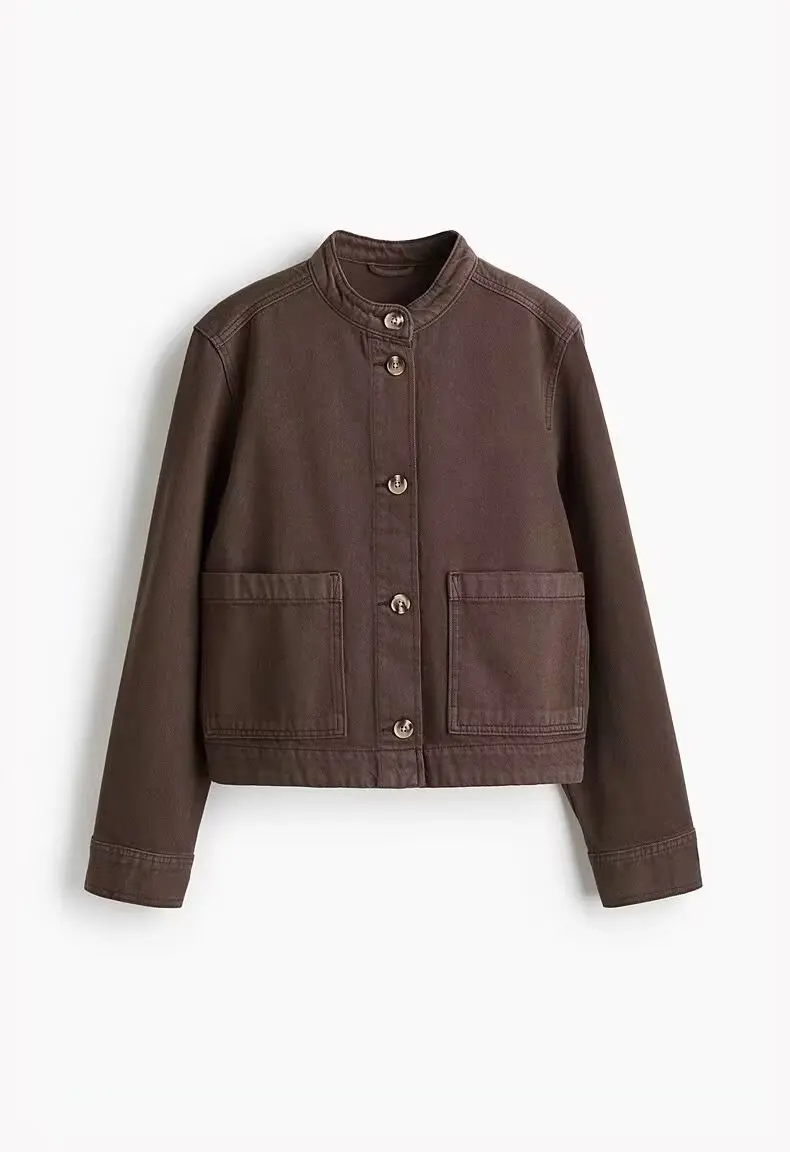 

New Autumn/Winter Fashion Casual Long Sleeve O-neck Single Breasted Pockets Solid Color Slim Fit Demin Jacket,4 Colors