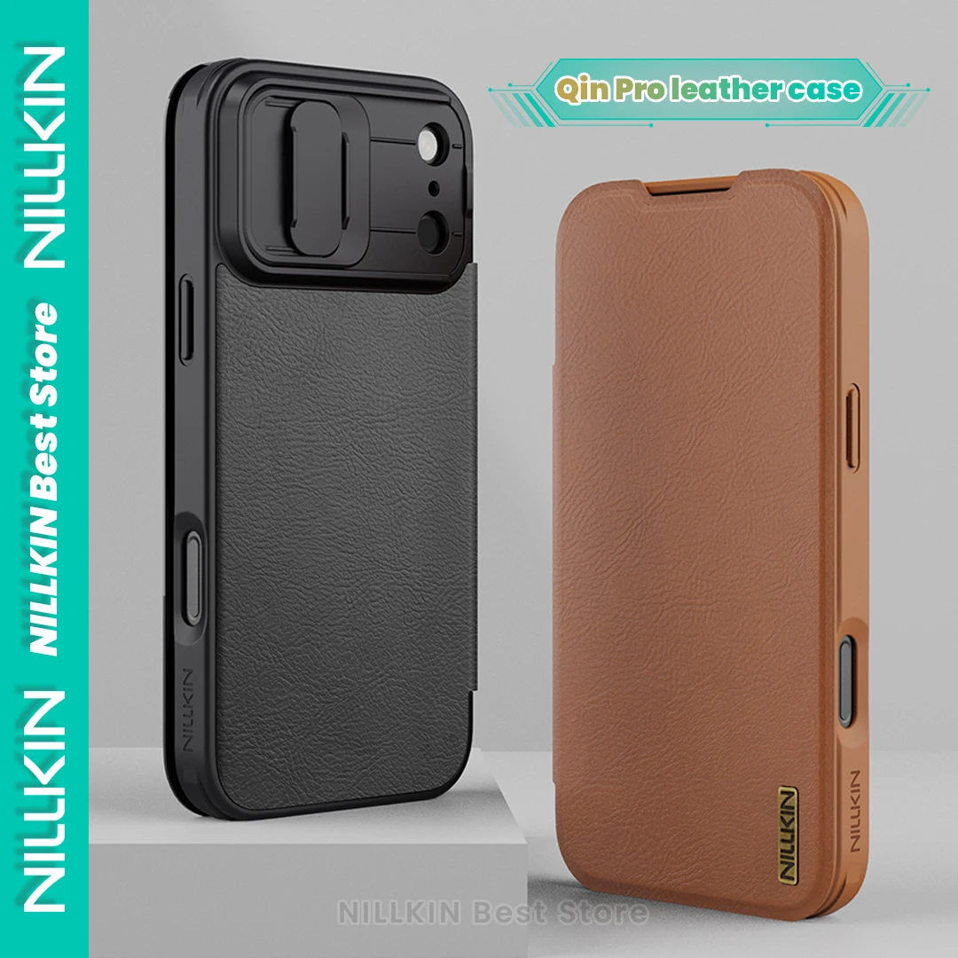 

Nillkin для Iphone 17 Pro Max 17 Pro 17 Air 17, кожаный флип-чехол для телефона, деловой ТПУ + ПК с выдвижной крышкой для камеры, хранилище для карт