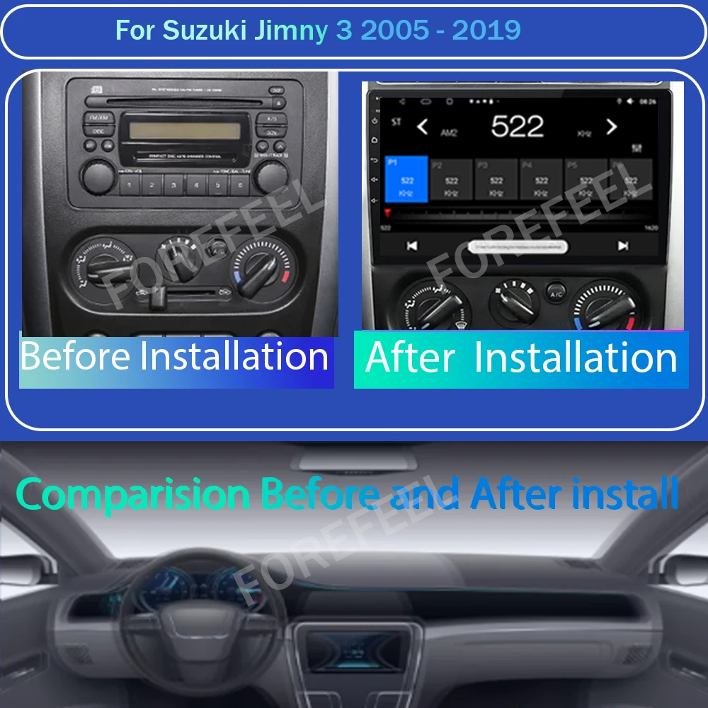 For Suzuki Jimny 3 2005-2019 AI Voice Wireless CarPlay Android 13 Auto Radio 4G WiFi Car Multimedia GPS NO 2din DVD  Navigation