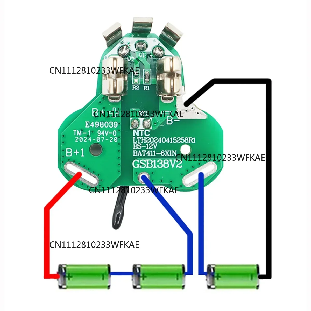 2Pcs B02B-BAT411 for Bosch 10.8V 12V Battery Cordless Power Tool Li-ion Battery Charging Protection Board