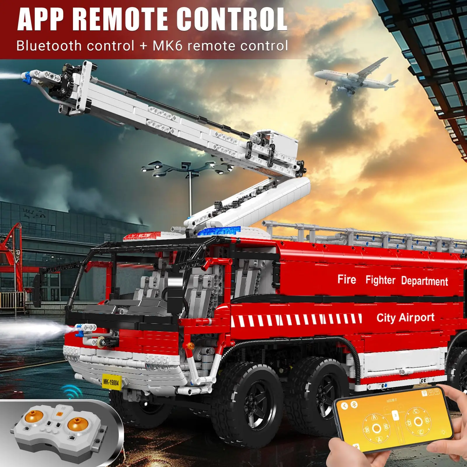 

Набор строительных блоков для спасательных машин в аэропорту — 6653 шт., игрушка МОТОРИЗОВАННЫЙ и приложение с дистанционным управлением для детей 8 лет и взрослых — Mold King 19004