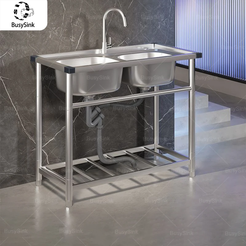 

Встроенная кухонная мойка, бытовая мойка из нержавеющей стали, раковина для мытья овощей, слот для мытья овощей, простая установка с подставкой