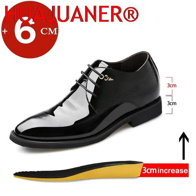 

3/6/8 Cm Elevator Shoes Men Dress Shoes Patent Leather Men Heighten Formal Shoes Pointed Business Men Oxfords Suit Shoes