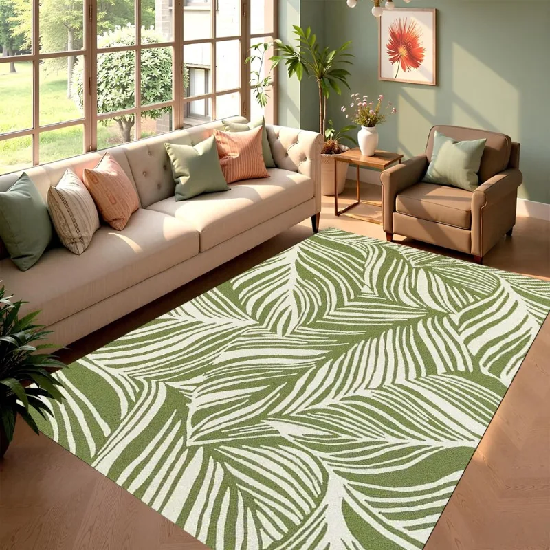 

Ковер с зеленым листом в скандинавском стиле, декоративный ковер с растительным принтом для гостиной, спальни, прихожей, напольный коврик, украшение для дома, ковер