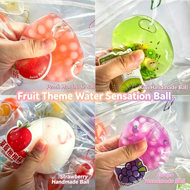 Clear Water Squishy Stress Ball Sensory Toy Fast Rebound Fruit Shaped Inside Squeeze Pocket Size Knead Toy for Anxiety Relief